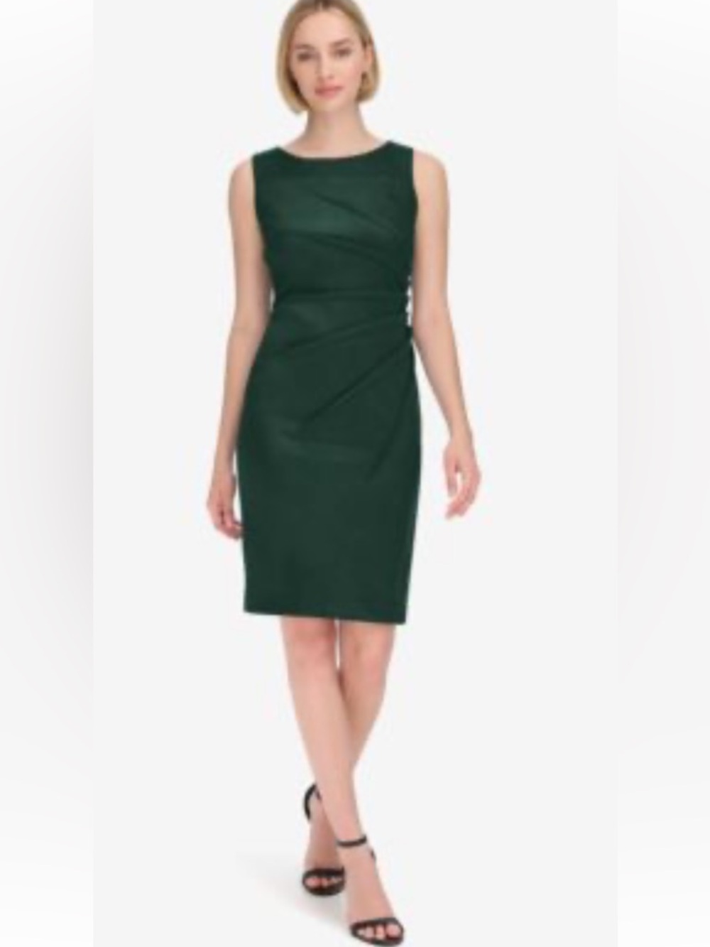 Calvin Klein Dark Green Pleated Midi Dress